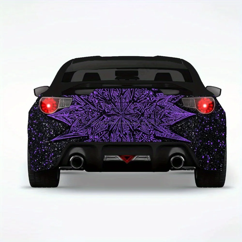 رمز أرجواني غامض في السماء المرصعة بالنجوم، ملصق فينيل لخلف السيارة، ملصقات فينيل ذاتية اللصق مقاومة للماء لذيل السيارة وB #4