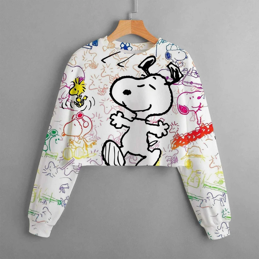 Casual New Spring and Autumn Snoopy Classic Odzież dziecięca Print Girls Short Hoodie Snoopy Wygodny i uroczy top