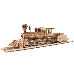 DIY Wooden Model Building Kits Classic Steam Train 3D Jigsaw Puzzle Assembly Toys for Children Birthday Gifts Home Decoration