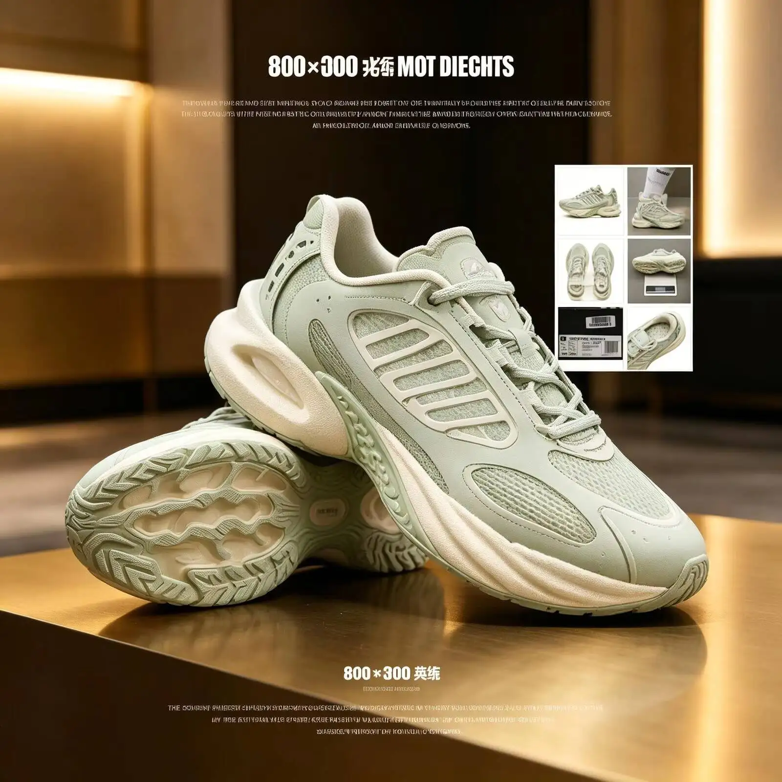 

New Adidas Women Light Linen Green Hollow Chunky Sneakers Breathable Mesh Shock Absorbing Running Shoes JQ4943