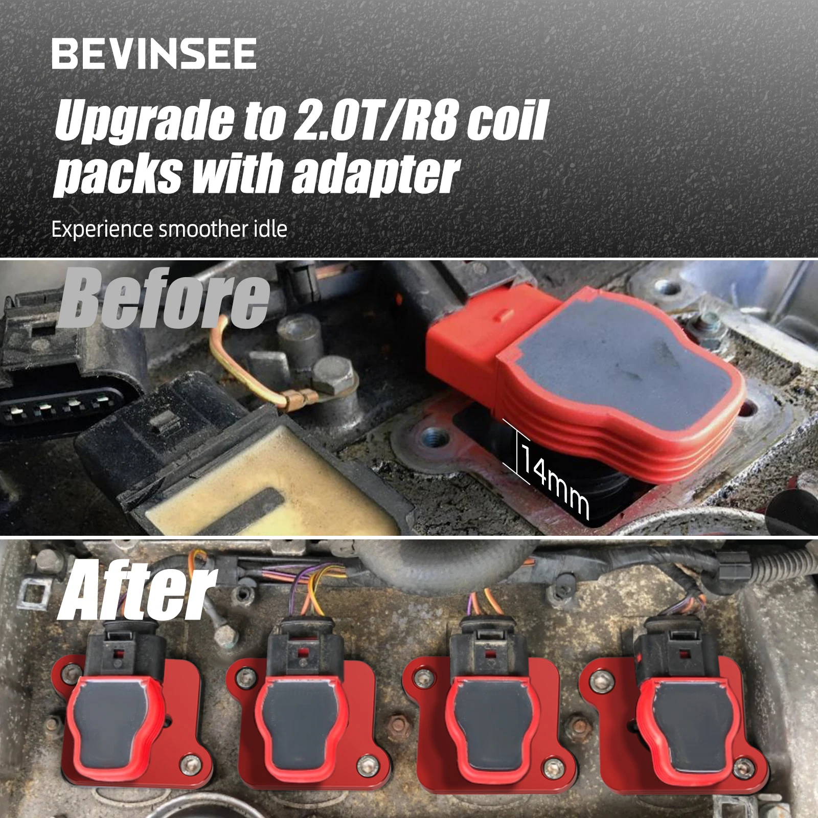 لوحات محول BEVINSEE Coilpack لأودي A4 B6/TT MK1/A3 8L، لشركة فولكس فاجن للجولف MK4 لـ Passat B5، 1.8T إلى 2.0TFSI #2