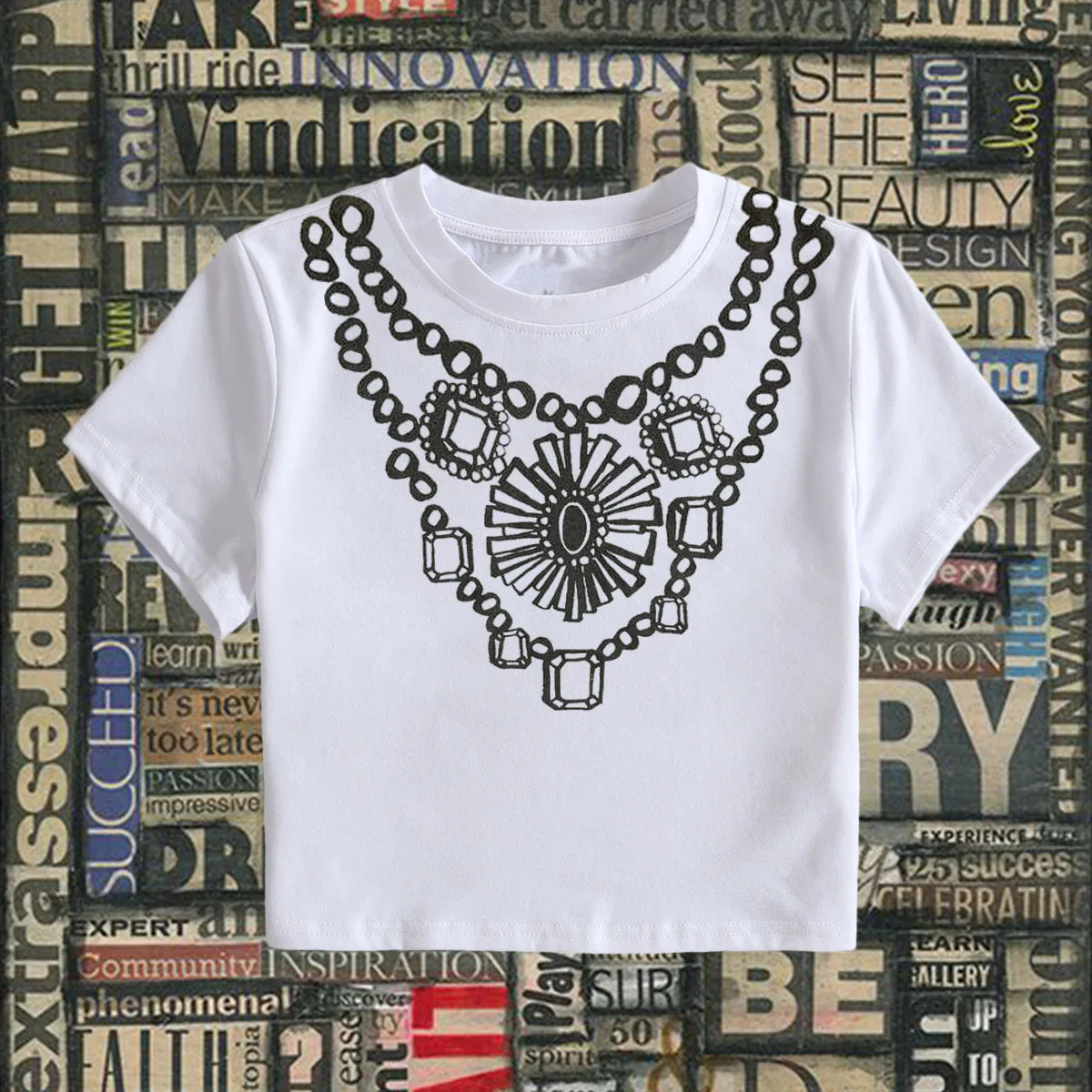 summer Y2K Fashion leisure t-shirt Women's Harajuku Hip Hop Retro necklace Graphic Print Oversized T Shirt Gothic Street clothin