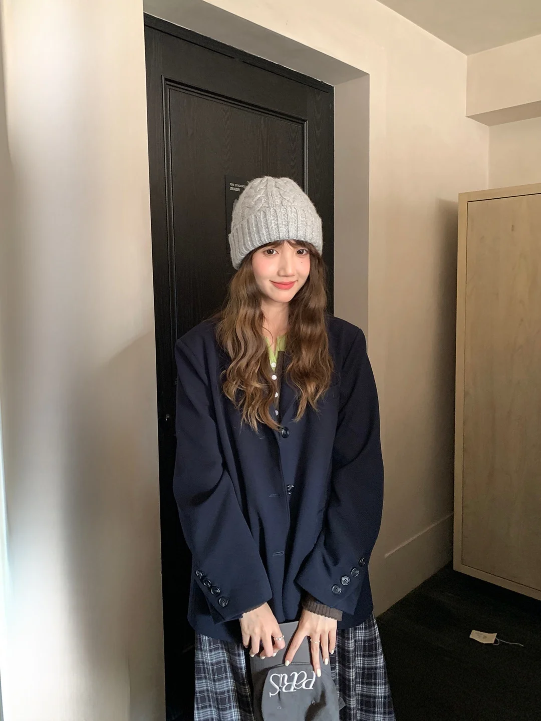 

Lixiaotuan Tuxedo Jaet Turn-down Collar Loose Fit Slimming Top Korean Sle Retro Simple Design Winter New Arrival Women's ...