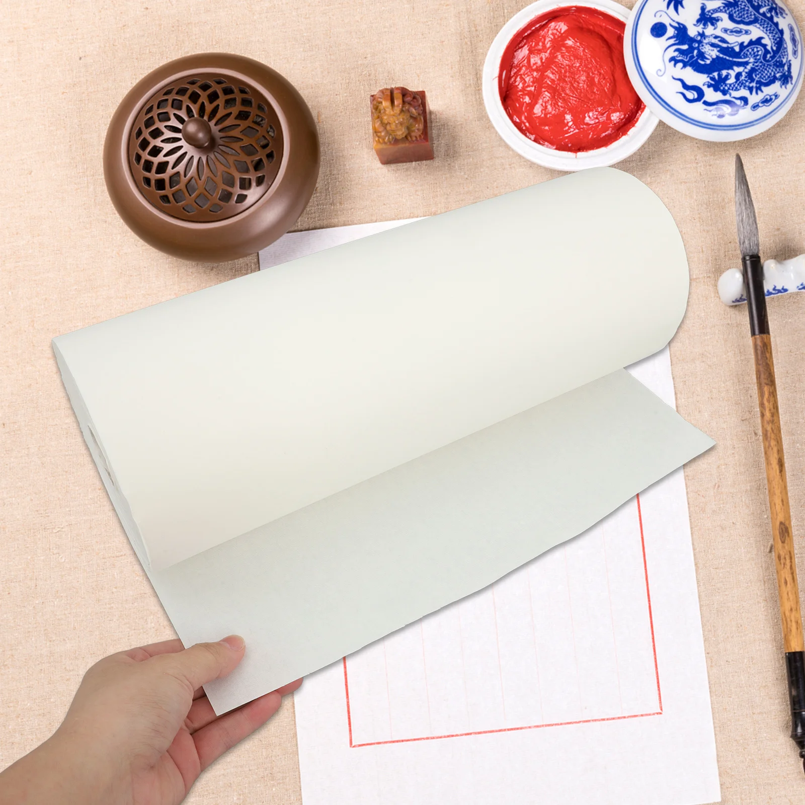 

1 Roll Chinese Calligraphy Thickened Paper 35cmx100m White Drawing Paper for Easel Painting Craft Poster Large Roll