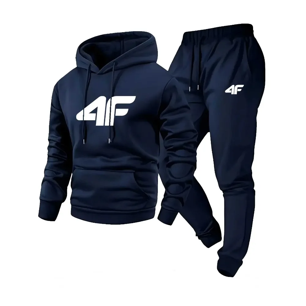 Men's Raglan sleeve hoodie, 4F printed two piece set, casual, versatile, trendy