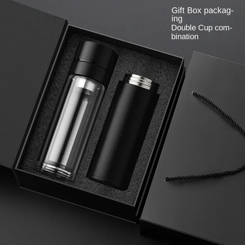 High-end business one-key pop lid quick open thermos mug 316 stainless steel tea water separation mug car glass gift box