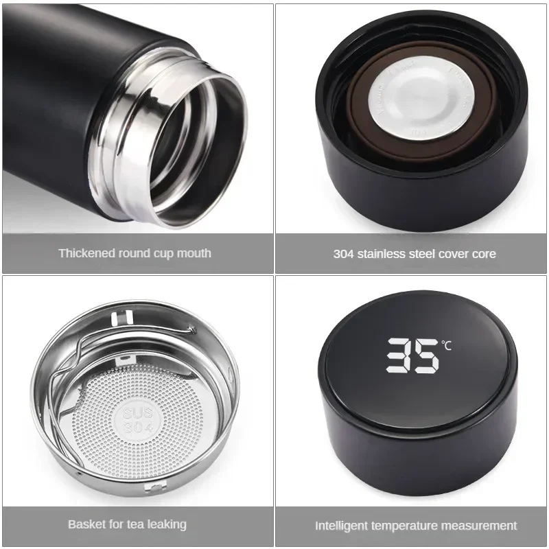 500ml Stainless Steel Thermos Bottle with Digital Temperature Display LED Intelligent Temperature Measurement Cup Vacuum Flask