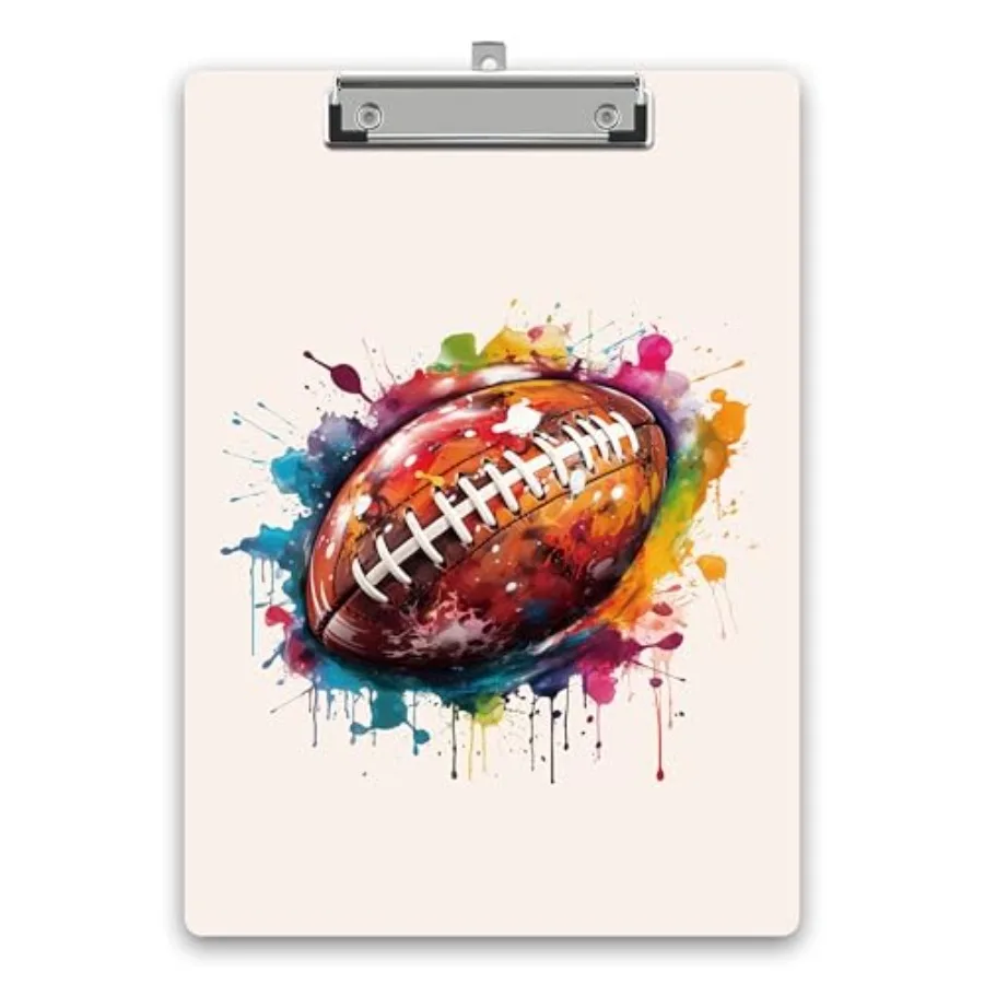 

Football Clipboard, Sport Theme Wooden Clipboard with Low Profile Metal Clip, Tie dye Clip Boards Gifts for Coach Athlete Teach