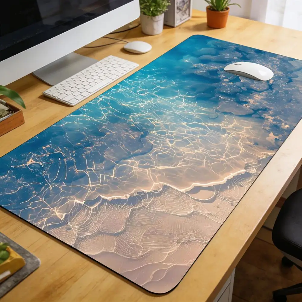 

1PC Blue Wave Pattern Large Mouse Pad XXL Keyboard Mat Big Gaming Mouse Pad Office Non-slip Desk Pad For Computer 1000×500