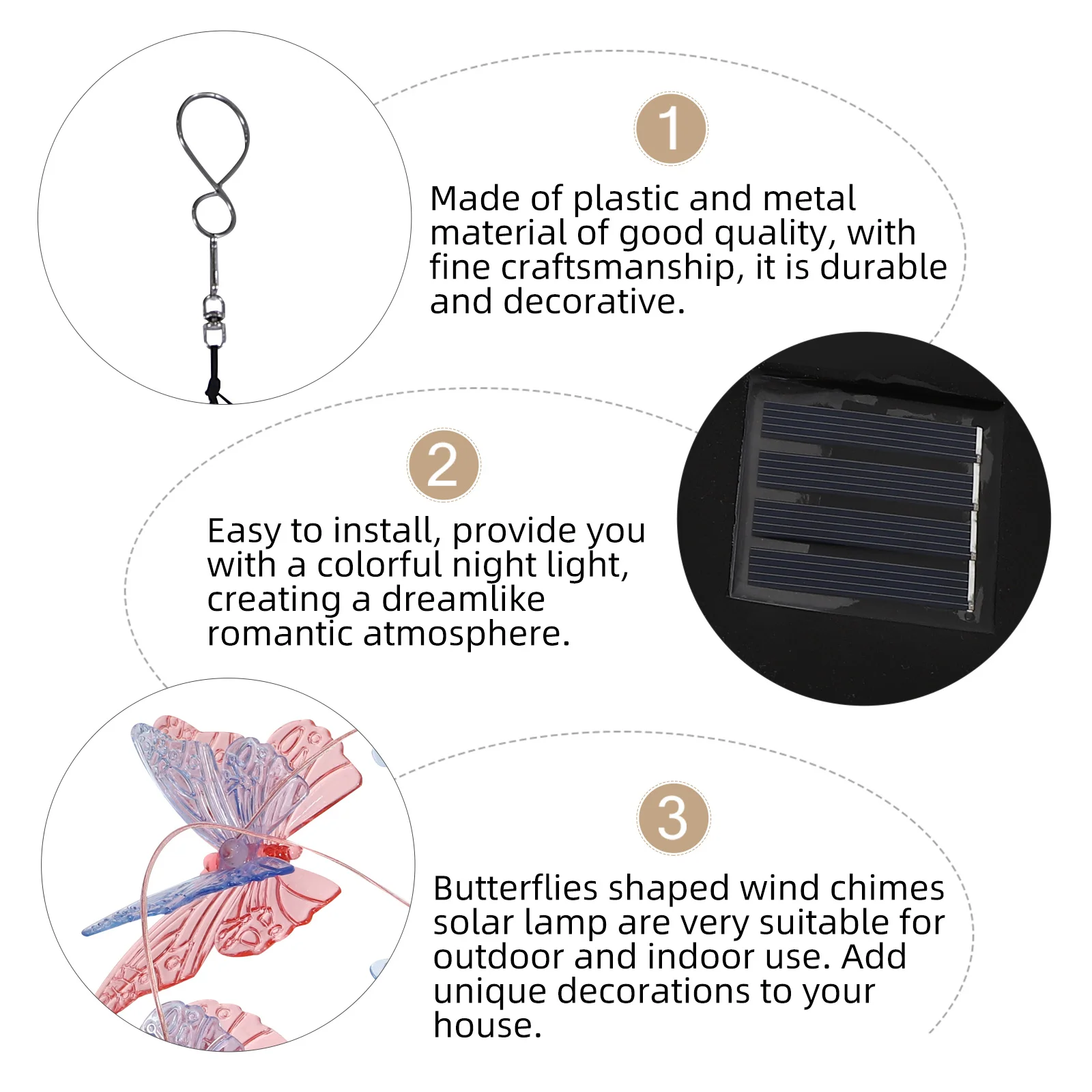 

Butterfly Wind Chime Solar Powered Color Changing Outdoor Indoor Garden Solar Wind Bell Light Hanging Lamp Decor