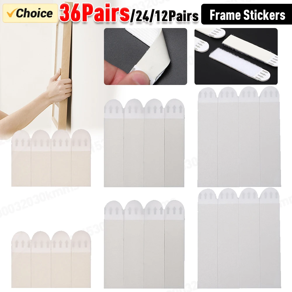 12-36 Pairs Witte Tape Schadevrije Foto & Frame Ophangstrips Muursticker Haak Voordeelpakket Foto Ophangstrips DIY Stickers