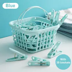 30Pcs Plastic Clothes Pegs Laundry Clothespin Clothes Pins Storage Organizer Quilt Towel Clips Spring With Basket Cabides Hanger