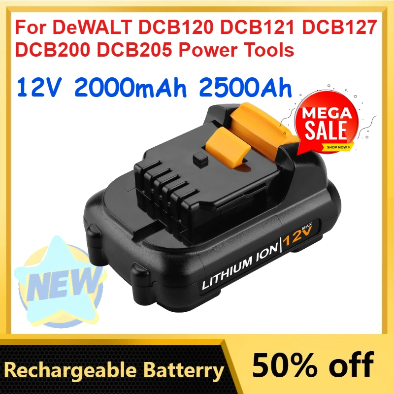 

12V 2.0Ah 2.5Ah Lithium-ion Battery for DeWALT DCB120 DCB121 DCB127 DCB200 DCB205 Power Tools Rechargeable Batteries