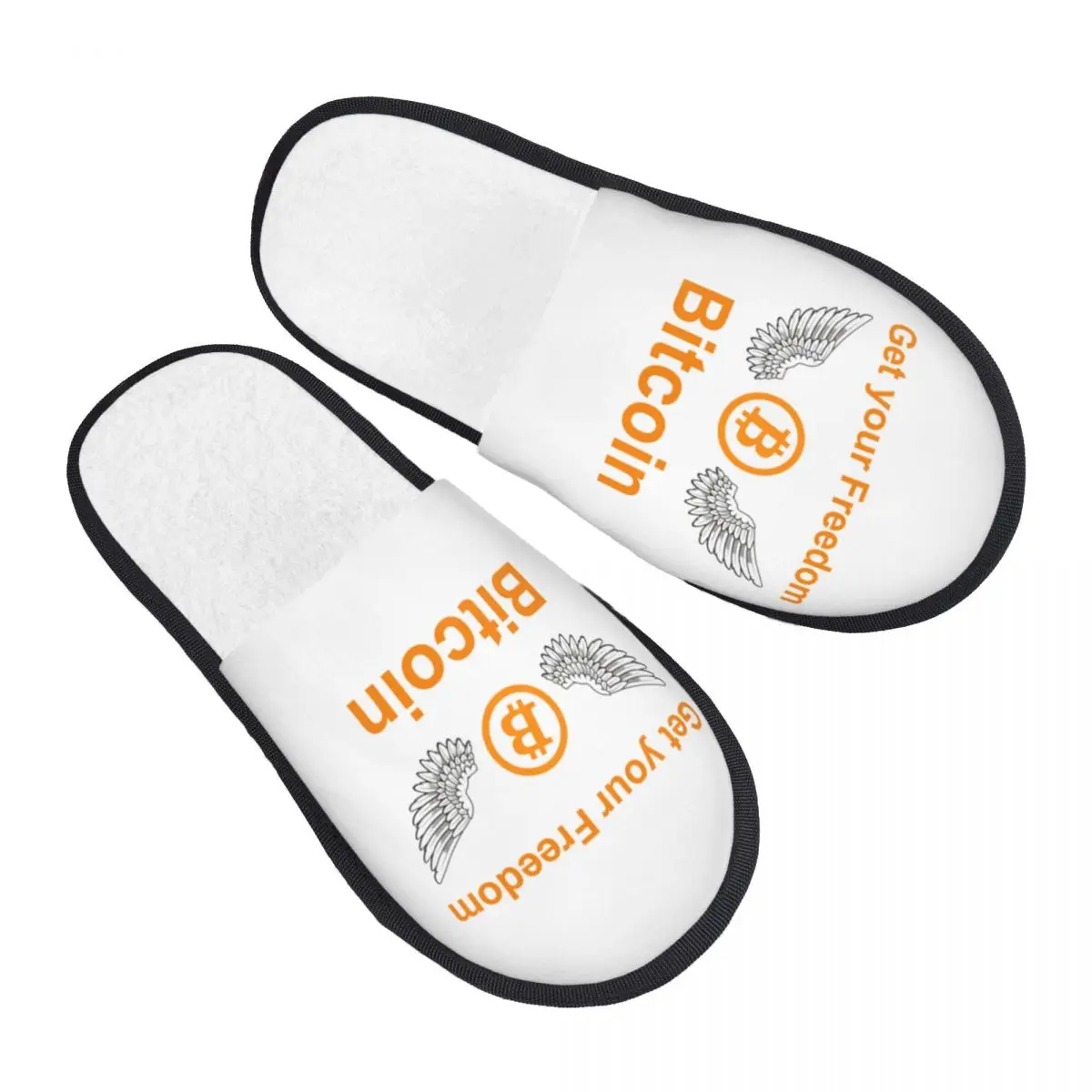 Custom Bitcoin Get Your Freedom House Slippers Women Cozy Memory Foam BTC Crypto Coins Slip On Spa Slipper Shoes