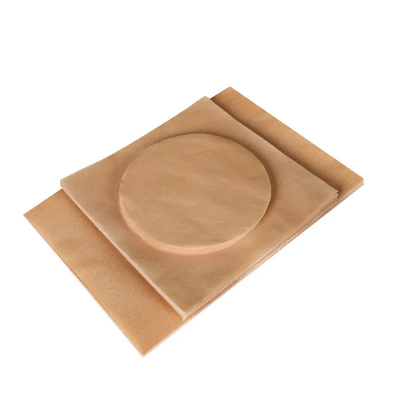 50Pcs Natural Color Round Rectangle Non-Stick Baking Double-Sided Oil Papers Barbecue Food Pads