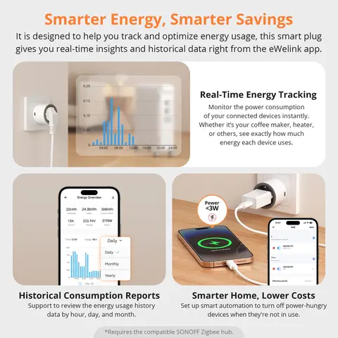 SONOFF S60ZB EU iPlug - Умная розетка Zigbee с поддержкой управления — детальный вид товара