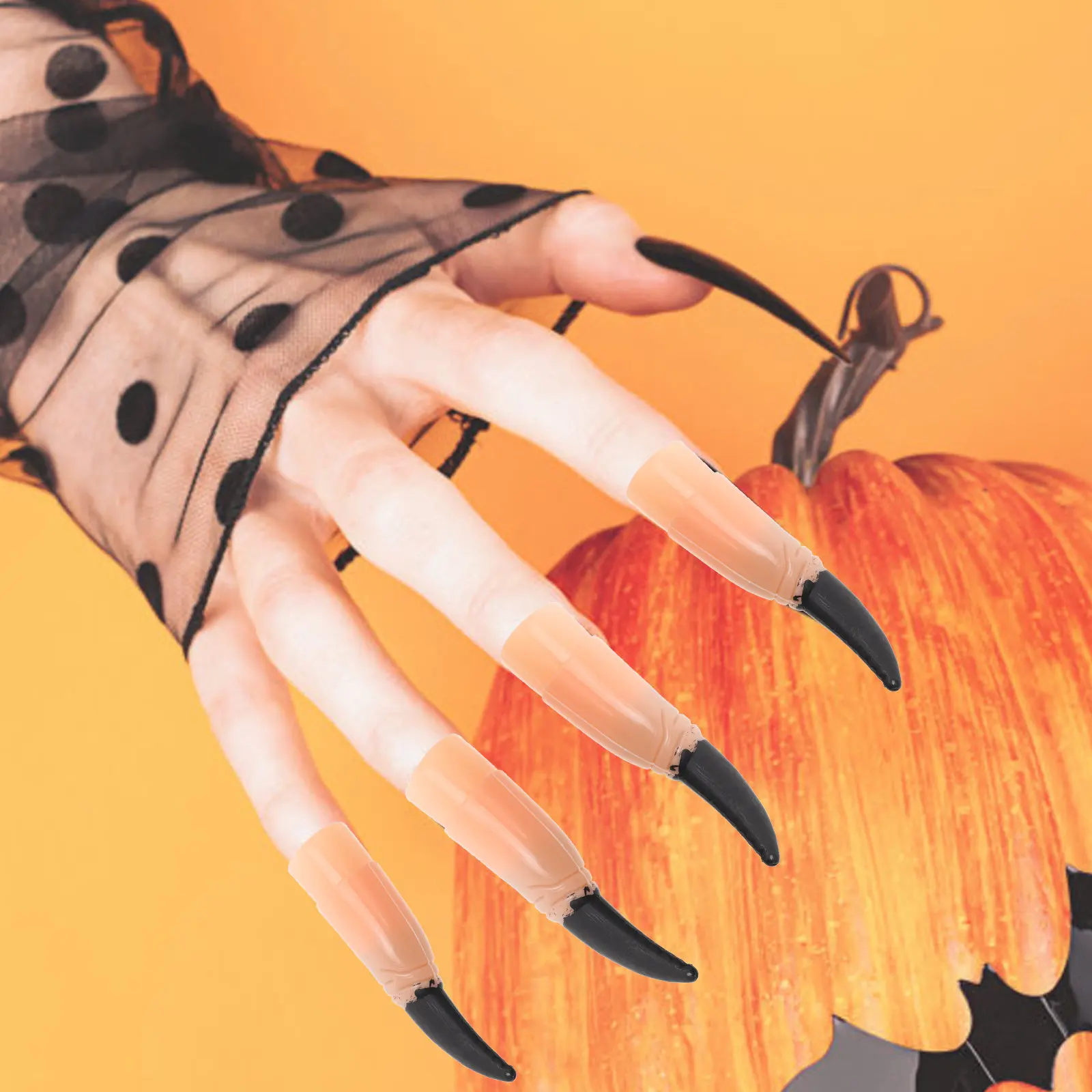 

10Pcs Zombie Nails Long Artificial Fingernails Black Witch Claws for Halloween Masquerade Cosplay Party Trick Accessory Size Fit