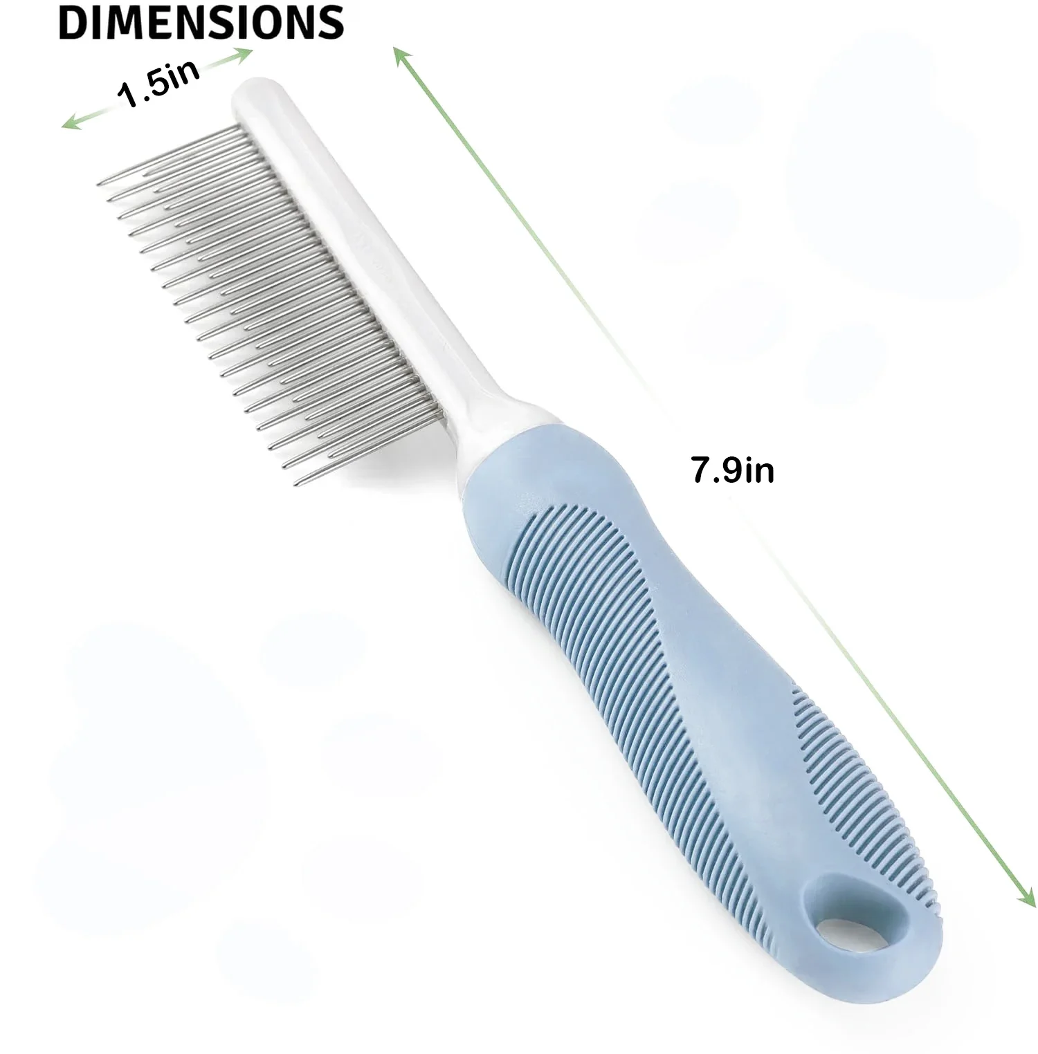 Poodle Detangling Pet Comb with Long & Short Stainless Steel Teeth for Removing Matted Fur, Knots & Tangles for Dog Cat Grooming