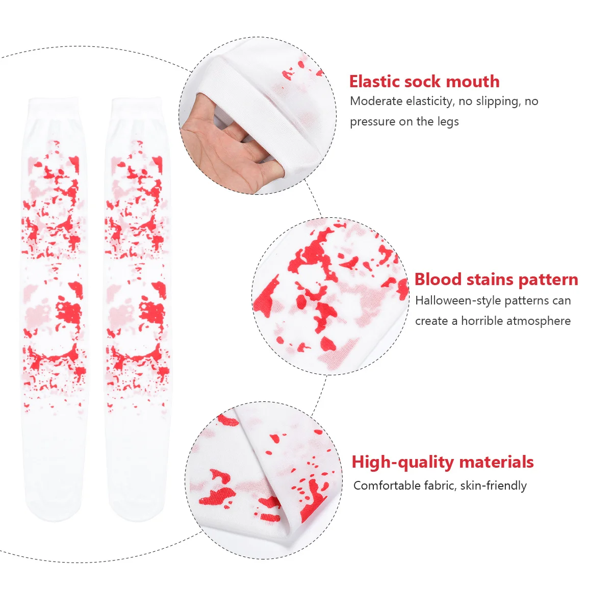 

2Pair Halloween Stockings Blood Design Long Socks Party Photo Shoot Costume Socks Stockings Halloween Costume Party Prop