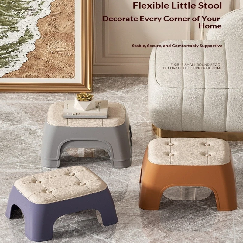 Home Square Stool Thick Plastic Small Stool for Living Room Bathroom Durable Indoor Furniture