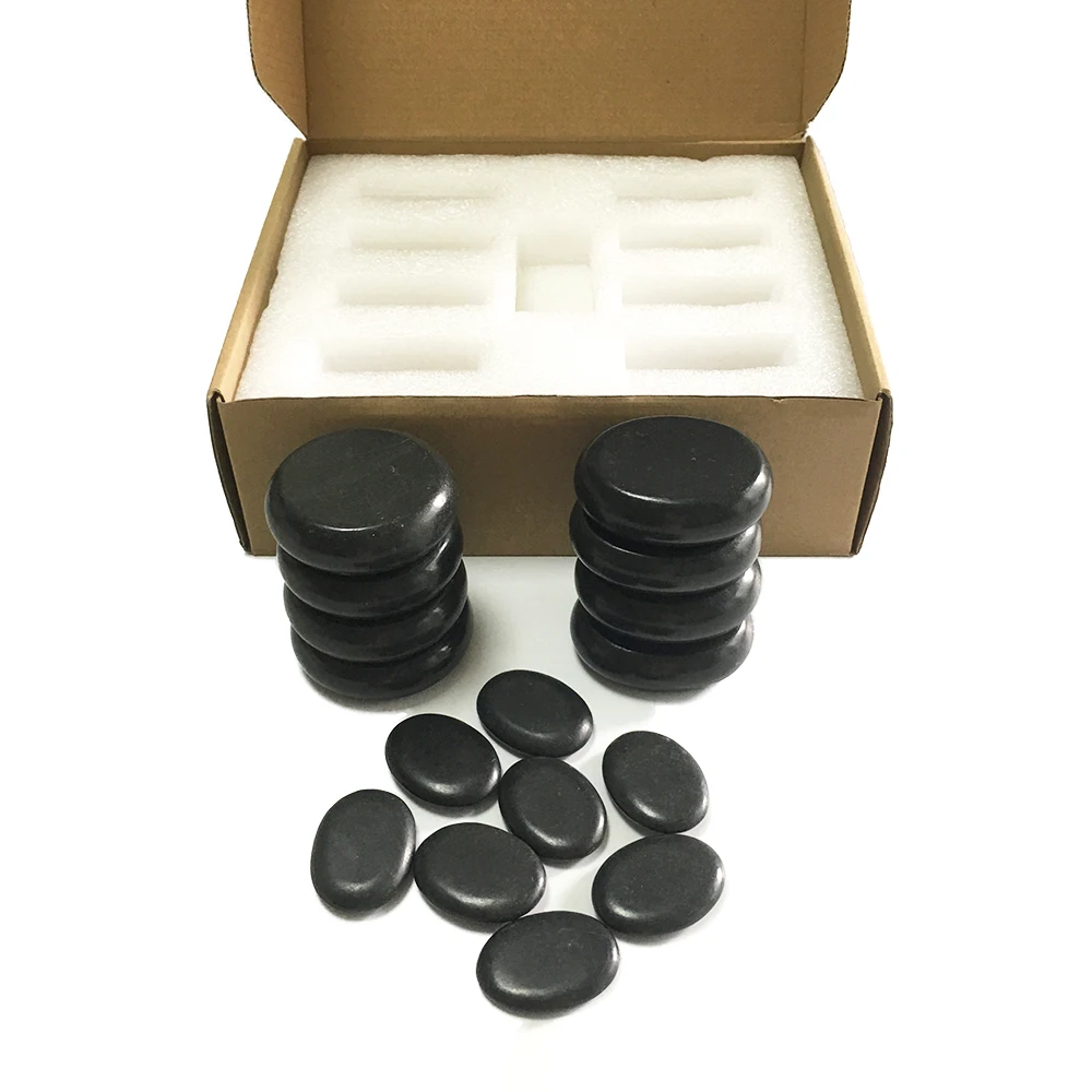 16Pcs Massage Stones Set Hot Rock Basalt Stone Skincare Body Stress Relax Beauty SPA Salon Massager Tool