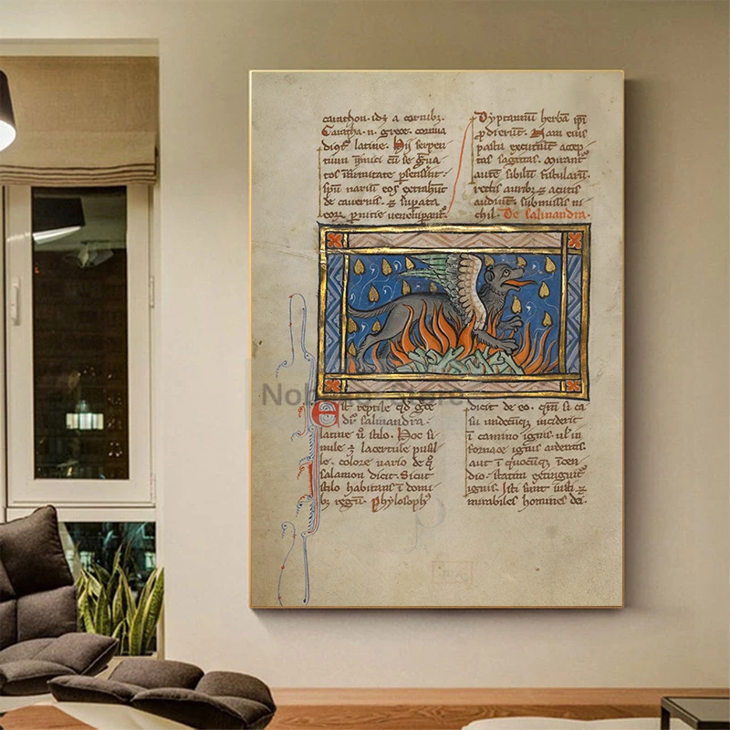 Northumberland Bestiary Posters Middle Ages Antique Prints Canvas Painting Wall Pictures Home Room England Mythology Decoration