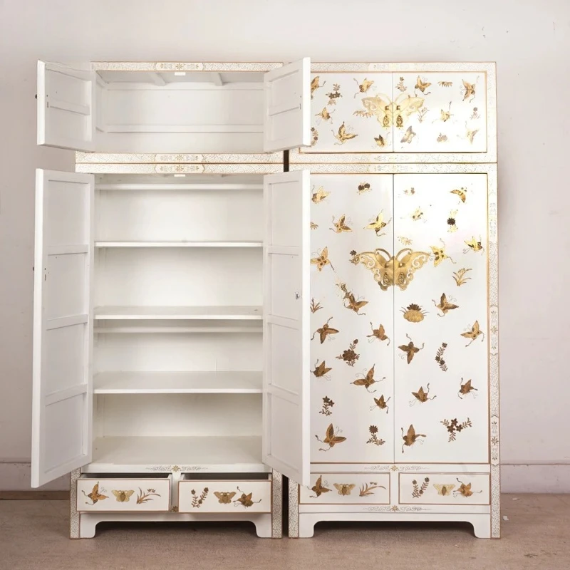 

Современный новый китайский высокий шкаф-тумба из массива дерева, расписанный вручную в ретро-стиле (из древесины вяза).