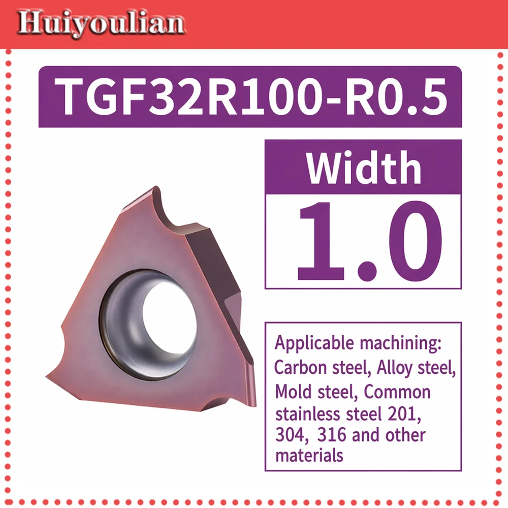 TGF32R100-R0.5 Carbide Grooving Insert Tangential Mount 1.0mm for Steel Stainless Steel General Machining