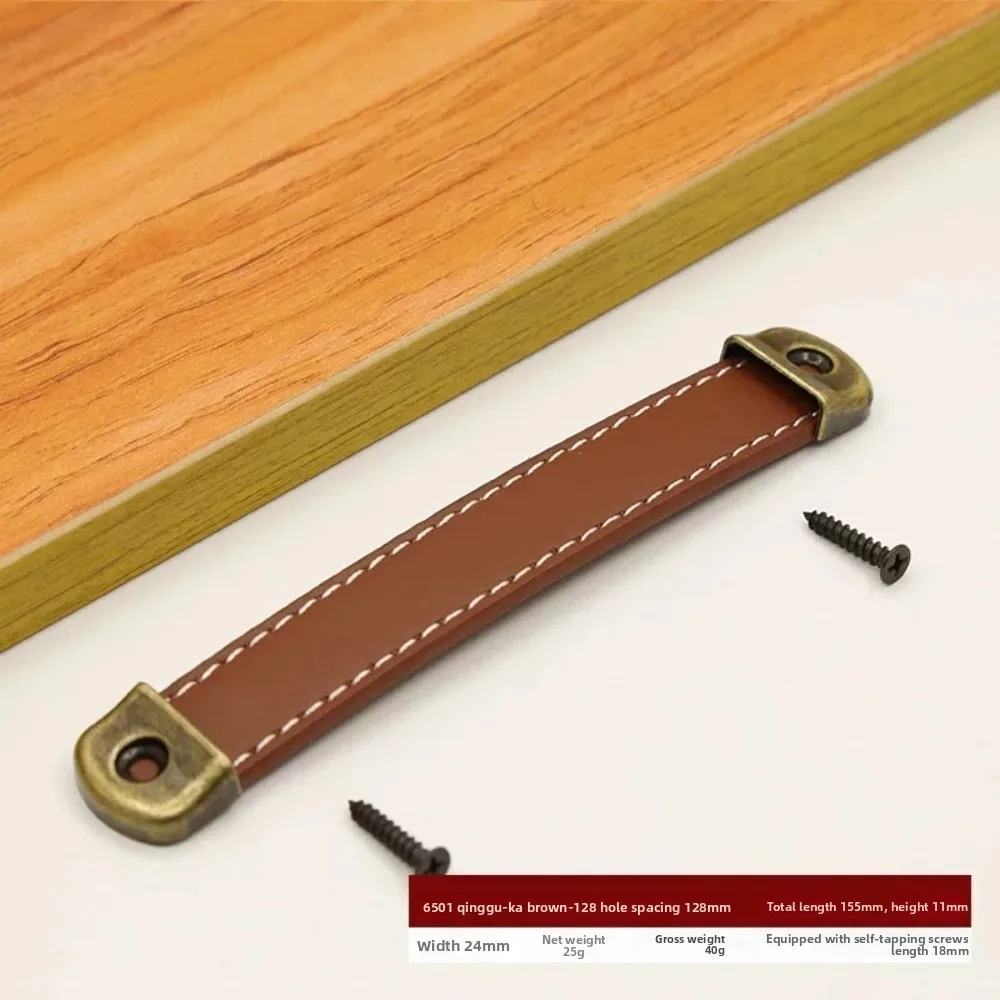Durable Leather Furniture Handles Universal with Screws Kitchen Cabinet Handles Wardrobe Drawer Door Pulls