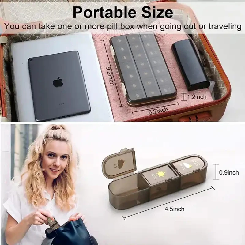 Portable 21/28 Grids Weekly Pill Organizer Storage  Medicine Dispenser Tablet 7 Days Compartment Pills Case Container