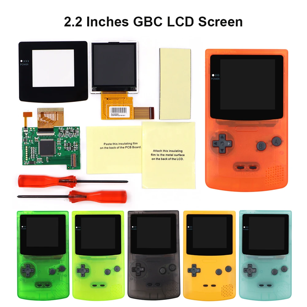 HISPEEDIDO 2.2 inches GBC LCD Backlight Screen Kits Easy to install Without Welding and Shell Cutting For Gameboy Color