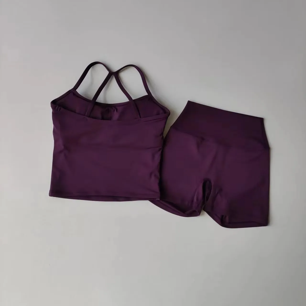 2 STKS Gym Fitness Medium intensiteit Sportvest Schoonheid Terug Yoga Pak Sportbeha Vrouwen Pilates Bh Hoge Taille Hip Lift Shorts Set