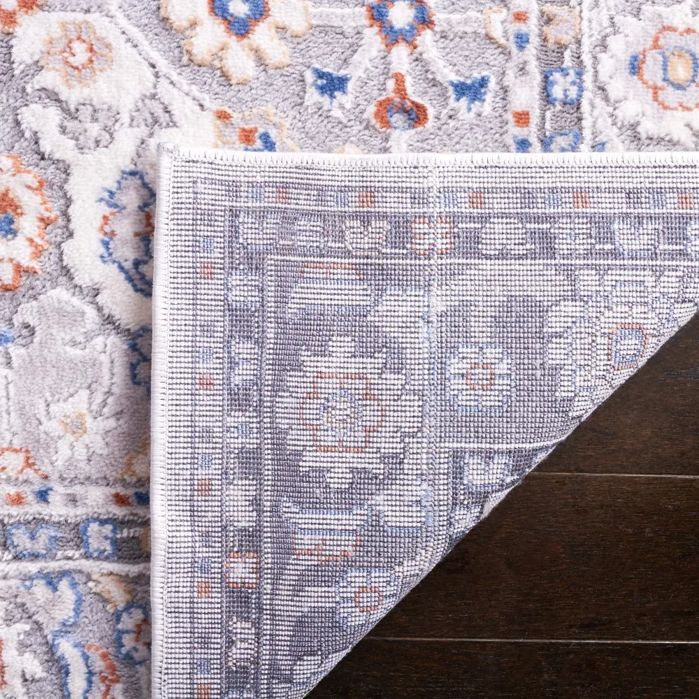 Neutral Multi Area Rug, 5 ft x 7 ft, Grey/Blue Rust