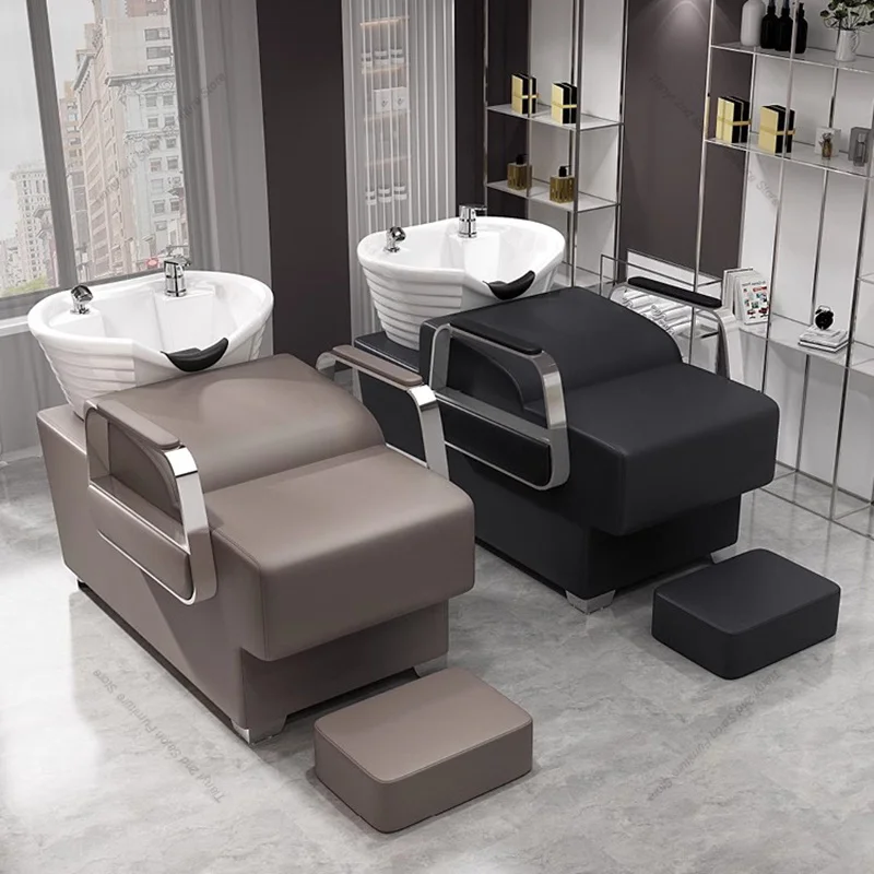 Barber Shop Hair Salon Shampoo Chair Nordic Luxury Design Shower Shampoo Bed Massage Comfort Salon Furniture Sillon Barbero FYSC