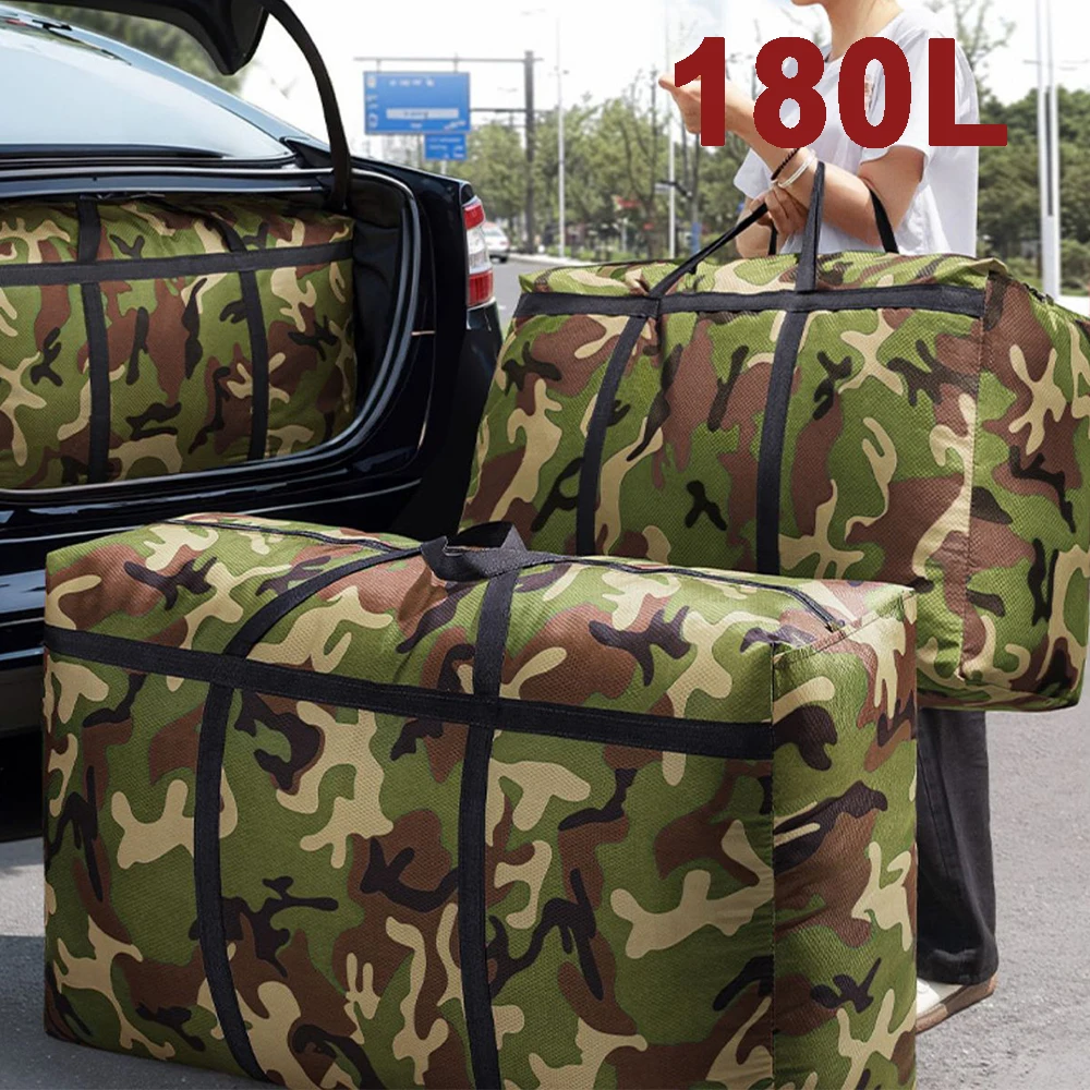 

180L Camouflage Luggage Moving House Bag Thick Waterproof Oxford Large Capacity Storage Bag Travel Tote Carrying Camping Bag