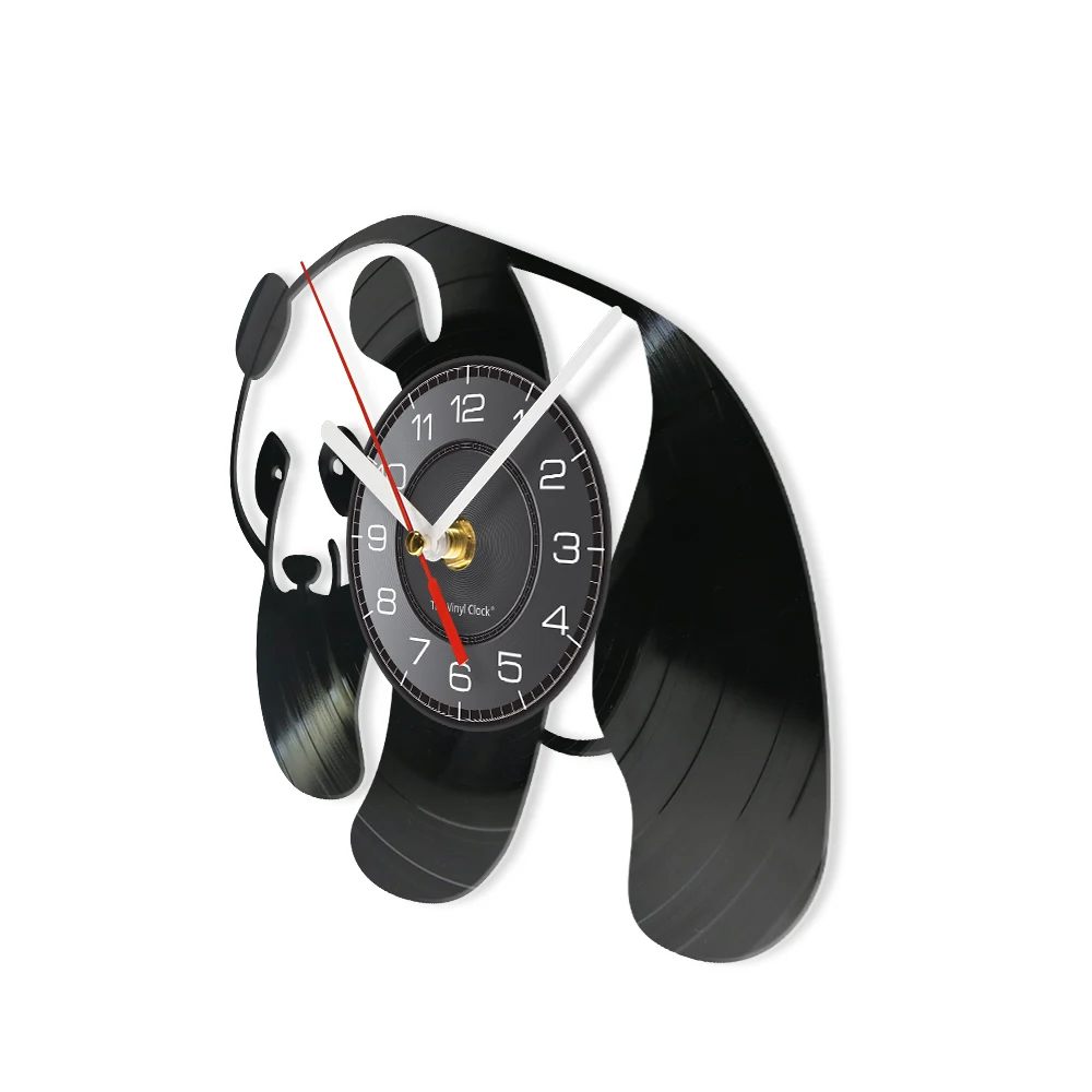 الباندا صورة ظلية الفينيل LP سجل ساعة حائط الصين علامة فروي الحيوان ألبوم الفينيل سجل ساعة الحائط ديكور غرفة نوم الباندا عاشق هدية #3