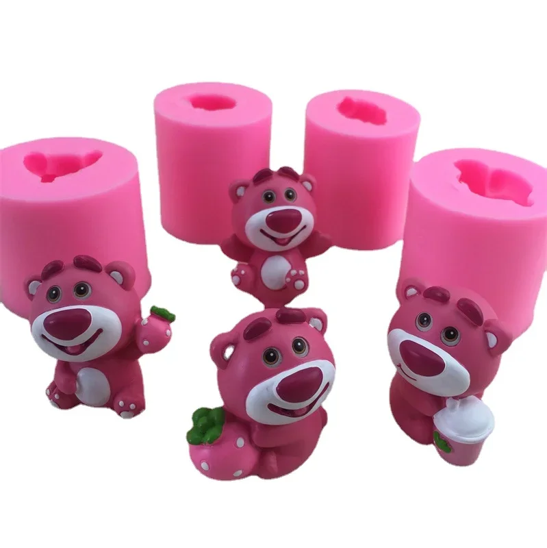 Strawberry Bear Silicone Mold for Handmade Candle Plaster Soap Epoxy Resin Chocolate Decoration Gypsum Ice DIY Baking Mould