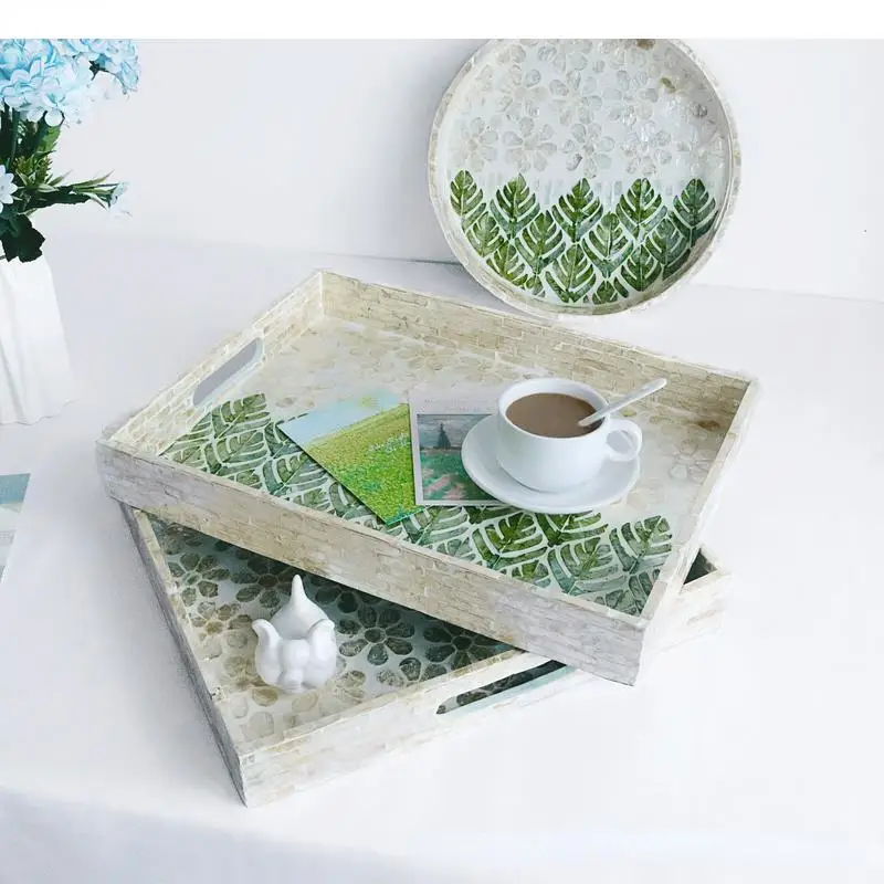 

MDF Storage Tray Tea Desktop Organizer Decorative Trays Fruit Plate Snack Paper Towel Holder Napkin