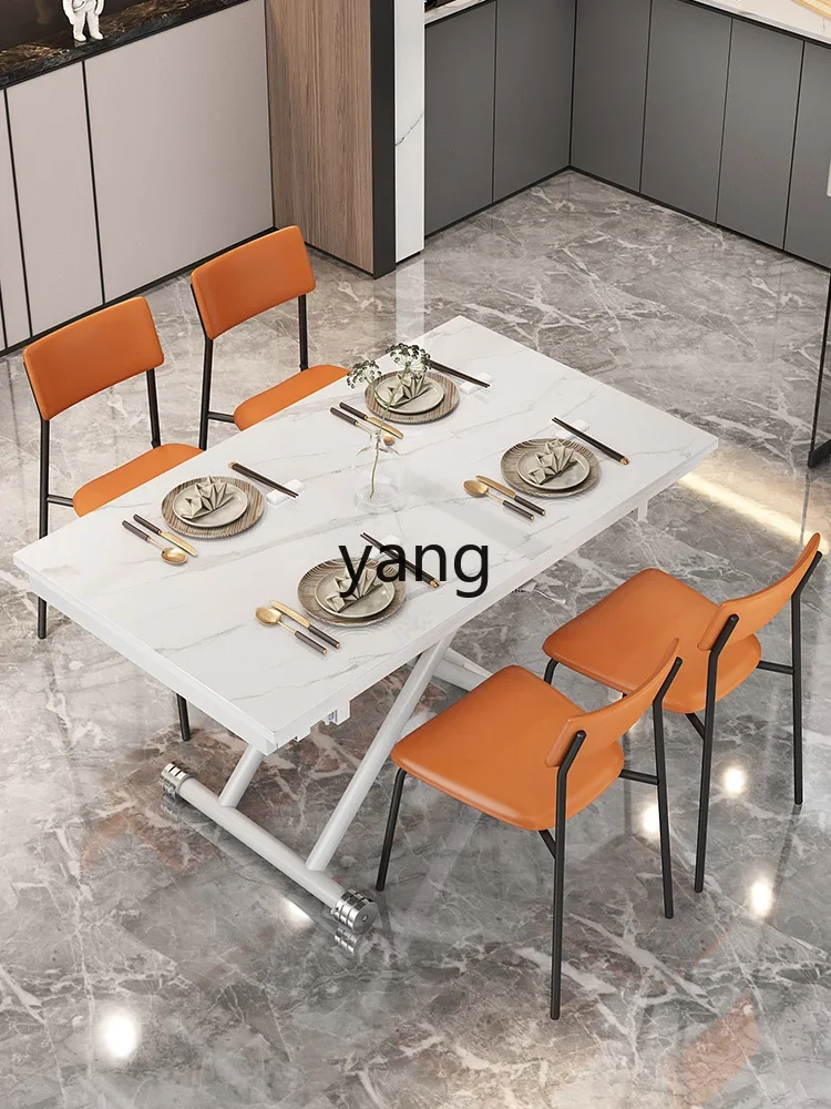 L'm small apartment household coffee table eating table rectangular folding retractable dining table and chair combination