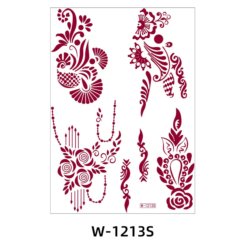 Tatuajes temporales de Henna marrón rojo para mujer, para mano de Henna pegatina, tatuaje falso, tatuaje de Protección corporal para mujer, diseño
