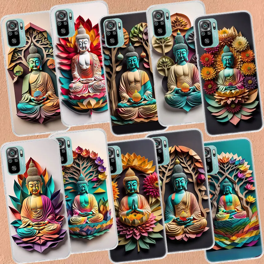 Origami Paper Cuttings Buddha Phone Case For Xiaomi Redmi Note 11 12 Pro Plus 10 9 8 7 12S 11T 11S 11E 10S 9T 8T 9S 4G 5G Capa C