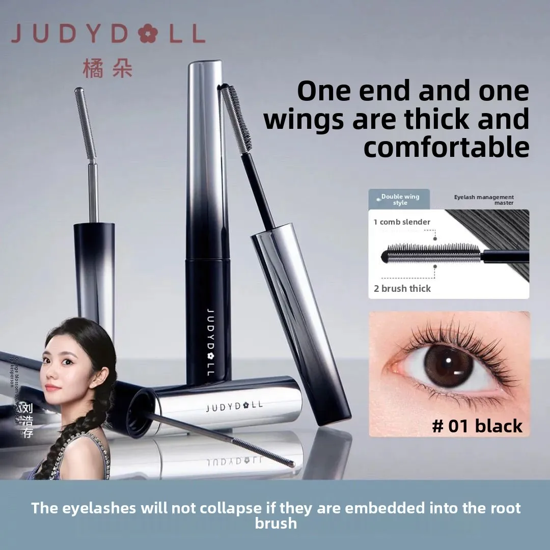 Judydoll Rímel e primer para alongamento e curvador à prova d'água em tubo de metal com escova de pente fino - Maquiagem de beleza à prova de manchas
