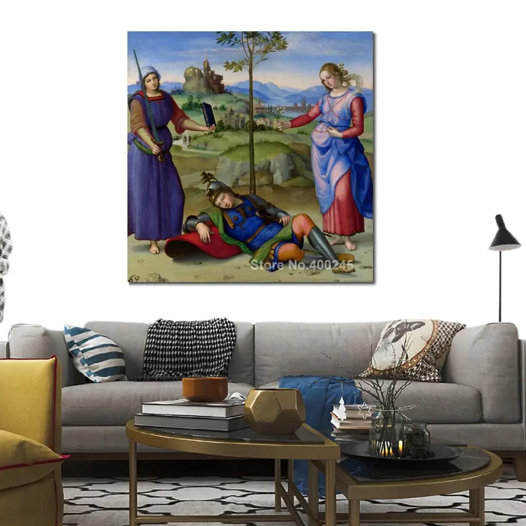 Famous Portrait Canvas Art Raphael Sanzio Vision of A Knight Oil Painting Reproduction High Quality Hand Painted Office Decor