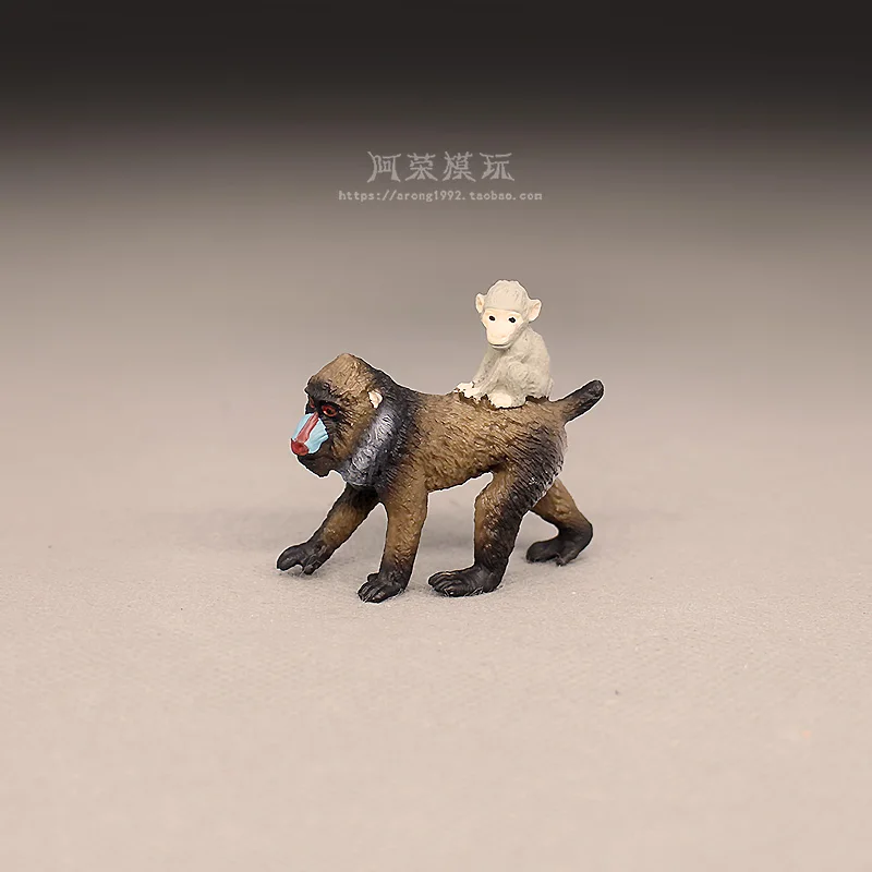 Cognitive Simulation Primate Wild Animals Action Figures Model Squirrel Monkey Gibbon Mandrill Miniature Ornament Accessories