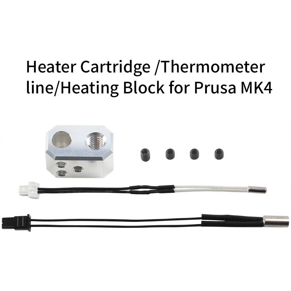 For Prusa MK4 Heating Block Kit Thermometer Line Thermistor 24V 40W Cartridge Heater Nozzle for Prusa MK4 3D Printer Extruder