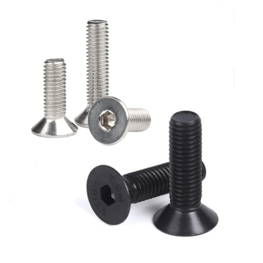 5-50pcs Din7991 M1.6 M2 M2.5 M3 M4 M5 M6 M8 M10 Stainless Steel 304 and Grade 10.9 Black Flat Hex Countersunk Allen Head  Screw