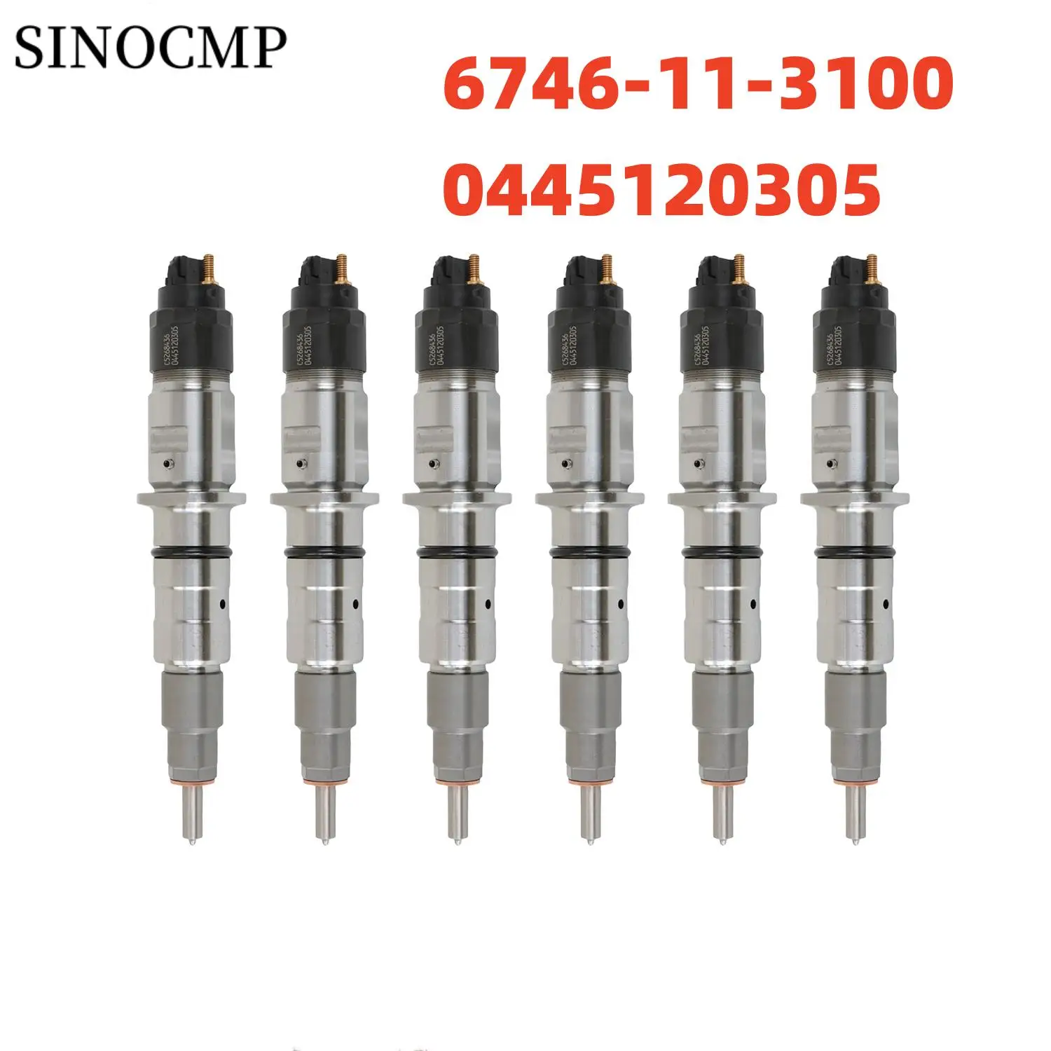 

6 шт. дизельная топливная форсунка Common Rail 6746-11-3100 0445120305 для двигателя Komatsu, система подачи топлива, топливная форсунка