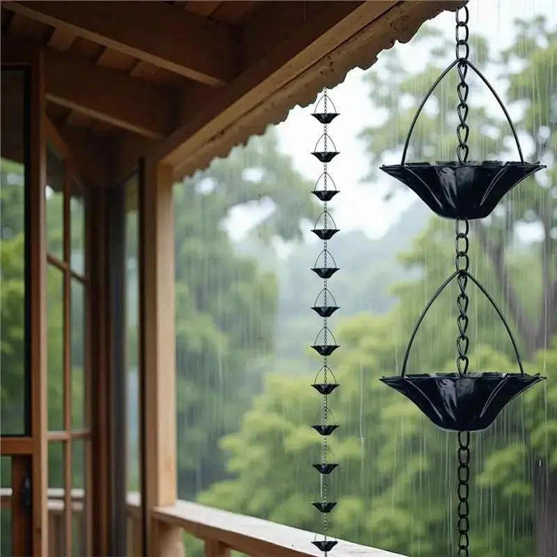 1Pcs Water Supply Chain Decoration Outdoor Rain Chain Metal Japanese Style Eaves Drainage Chain Villa Courtyard Rain Chain