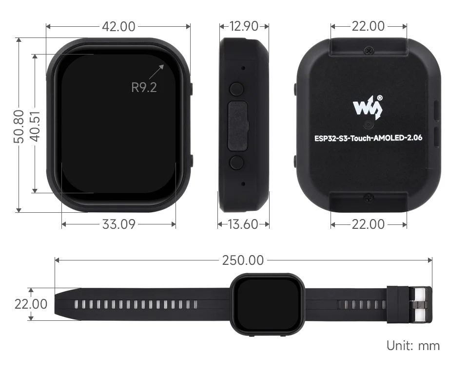 Waveshare ESP32-S3 2.06 بوصة AMOLED لوحة تطوير شاشة اللمس 410x502 QSPI واجهة ESP32 عرض دعم DeepSeek ESP-IDF #6