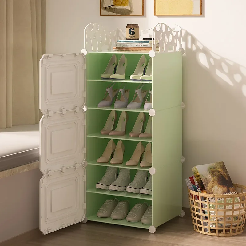 Simple shoe rack, plastic shoe cabinet storage artifact, dustproof, large capacity, space-saving assembly, door household e****m